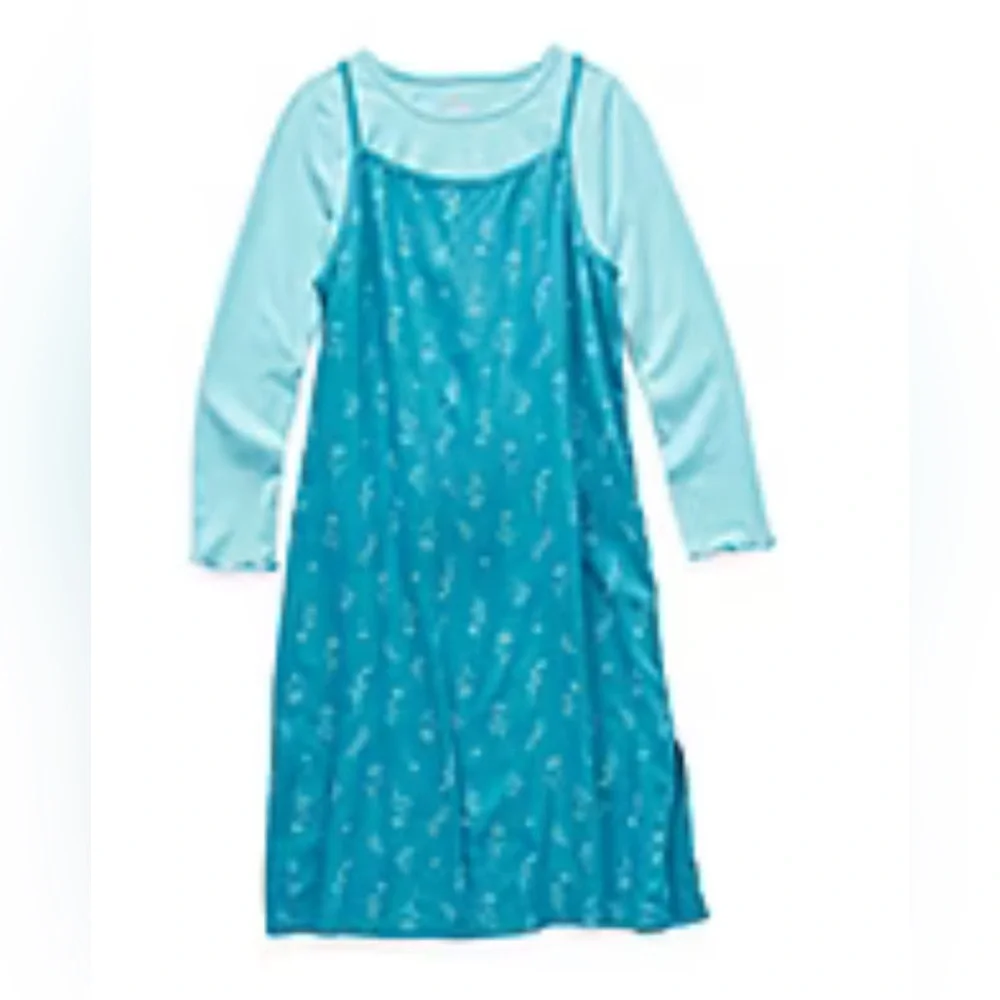 THEREABOUTS TWO PIECE DRESS & T-SHIRT SET PAGODA FLORAL GIRL BLUE COLOR SIZE 7/8